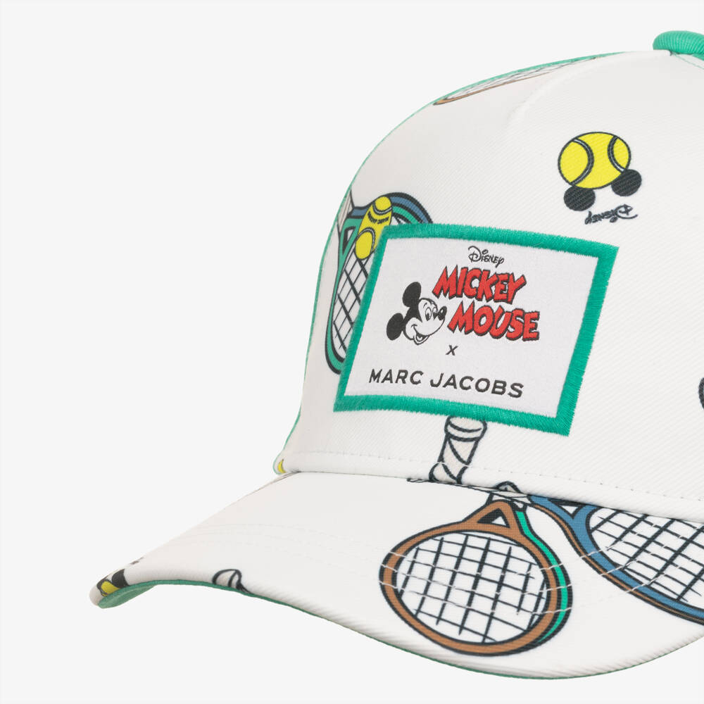 MARC JACOBS-Boys White & Green Mickey Mouse Tennis Cap | Childrensalon