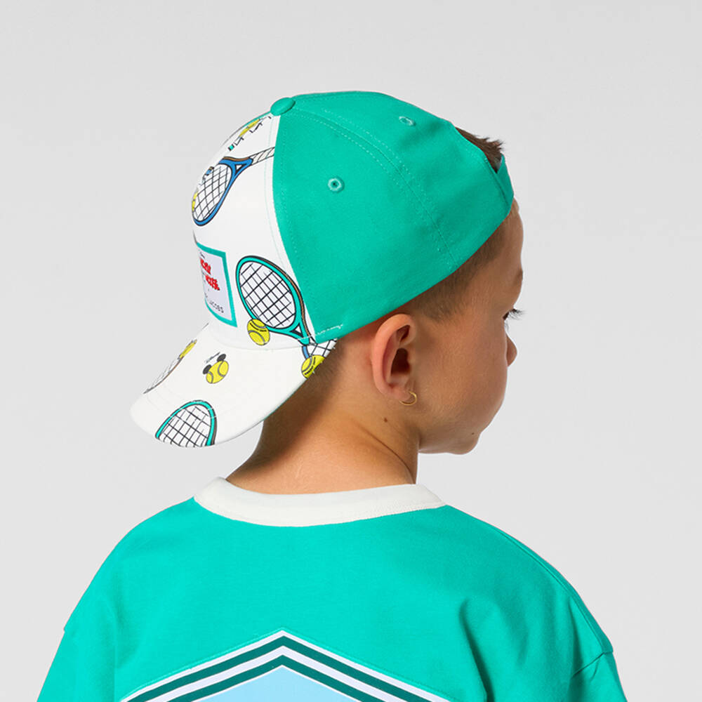 MARC JACOBS-Boys White & Green Mickey Mouse Tennis Print Cap | Childrensalon