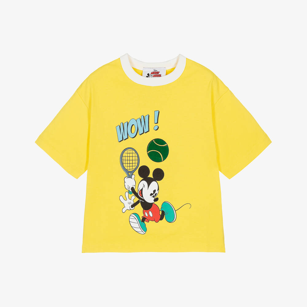 MARC JACOBS-Boys Yellow Cotton Mickey Mouse T-Shirt | Childrensalon