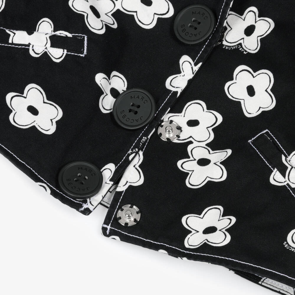MARC JACOBS-Girls Black Cotton Daisy Print Jacket | Childrensalon