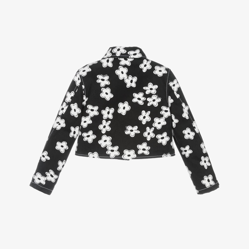 MARC JACOBS-Girls Black Cotton Daisy Print Jacket | Childrensalon