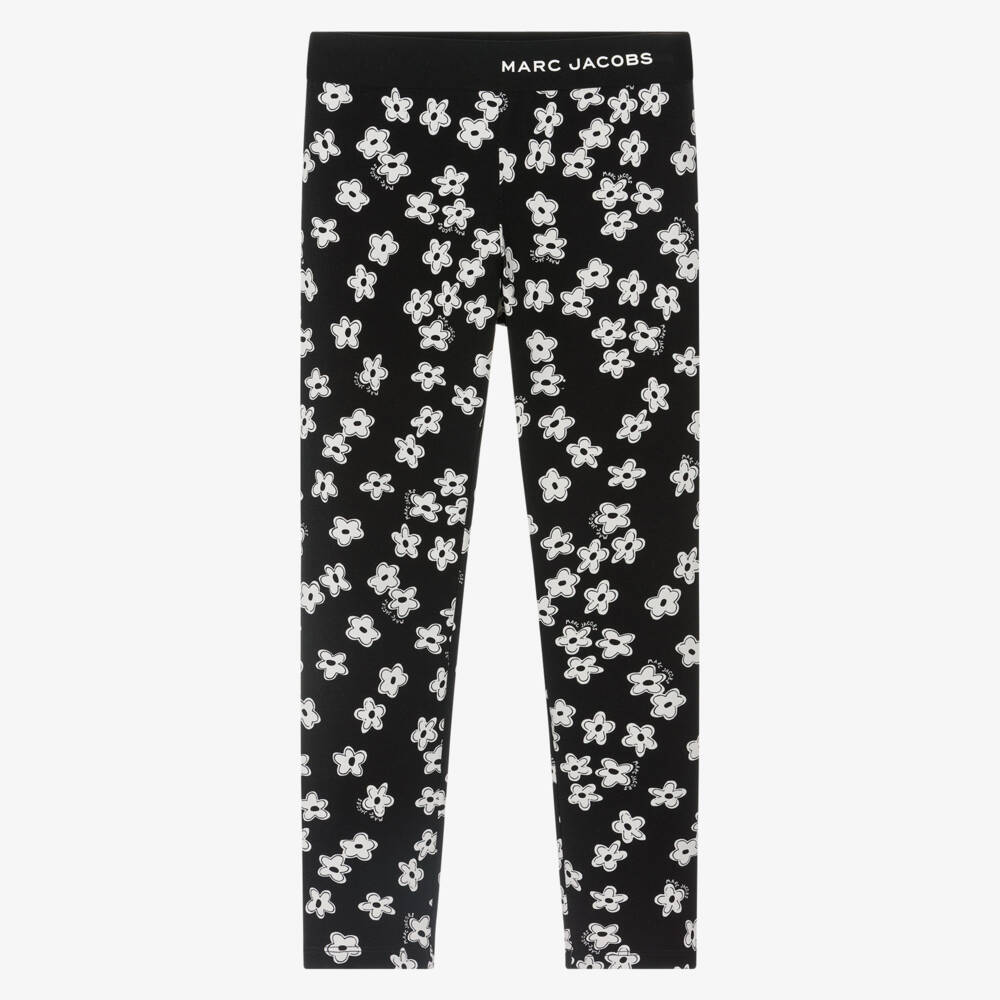 MARC JACOBS-Girls Black Cotton Daisy Print Leggings | Childrensalon