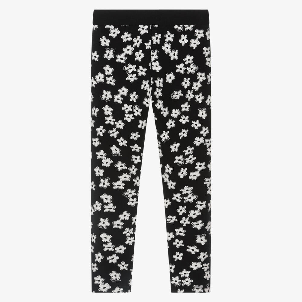 MARC JACOBS-Girls Black Cotton Daisy Print Leggings | Childrensalon