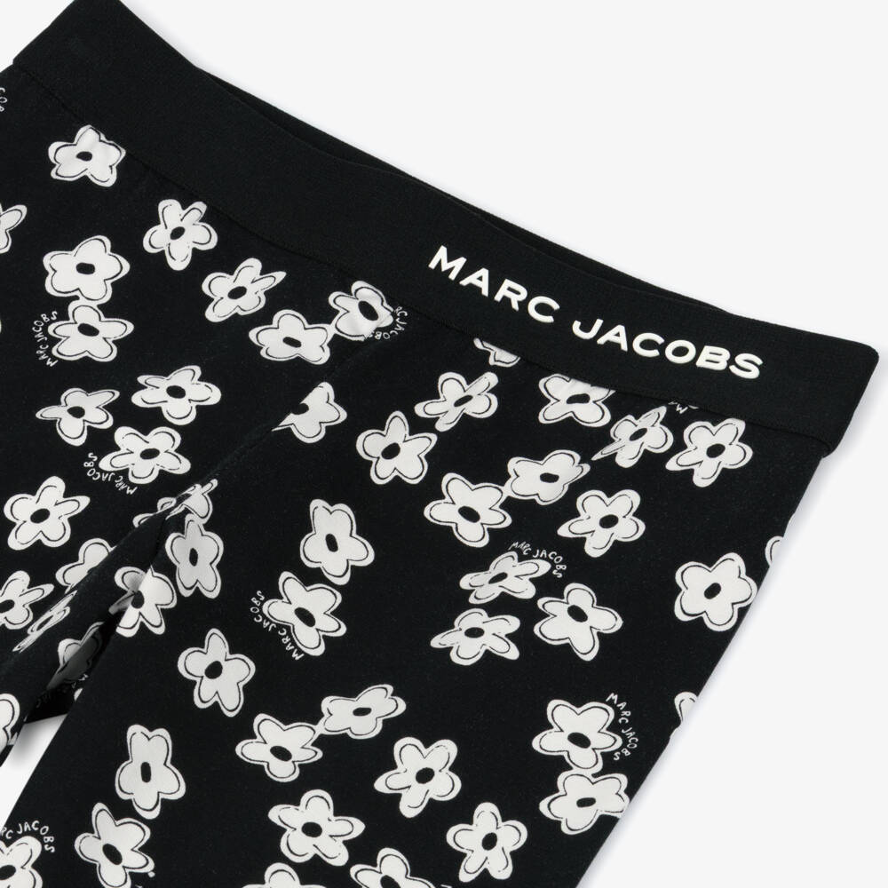 MARC JACOBS-Girls Black Cotton Daisy Print Leggings | Childrensalon