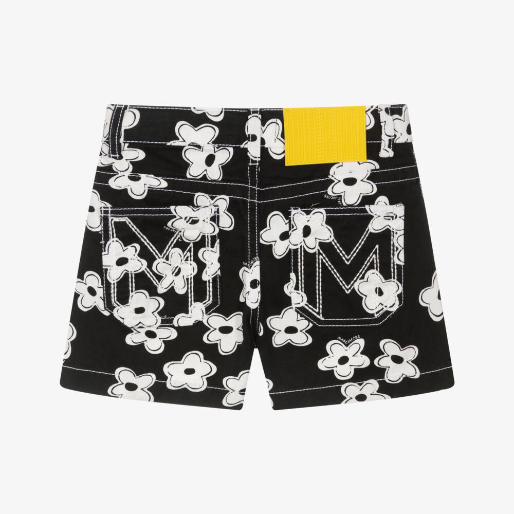 MARC JACOBS-Girls Black Cotton Daisy Print Shorts | Childrensalon