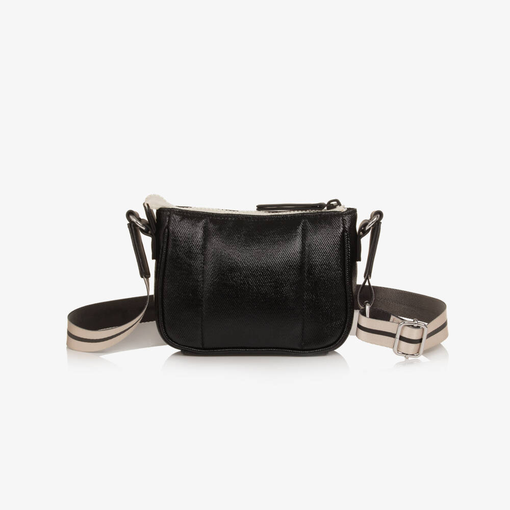 MARC JACOBS-Girls Black Cross-Body Bag with Daisy (18cm) | Childrensalon