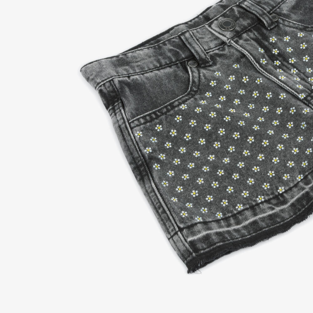 MARC JACOBS-Girls Black Denim Diamanté Shorts | Childrensalon