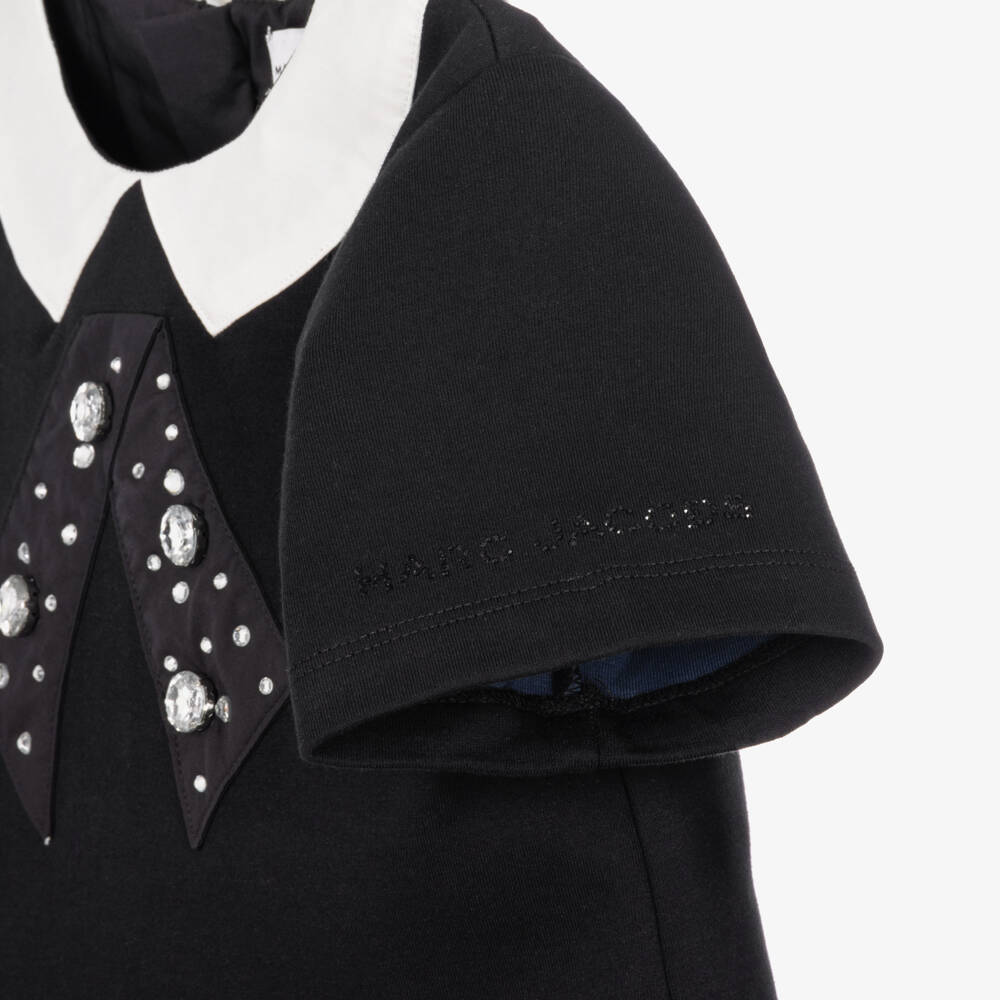 MARC JACOBS-Girls Black Embellished Dress with Collar Effect | Childrensalon