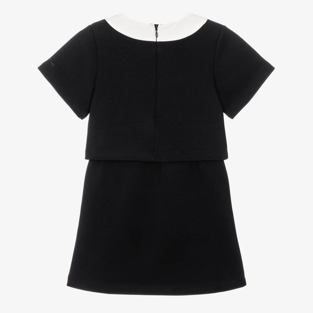 MARC JACOBS-Girls Black Embellished Dress with Collar Effect | Childrensalon