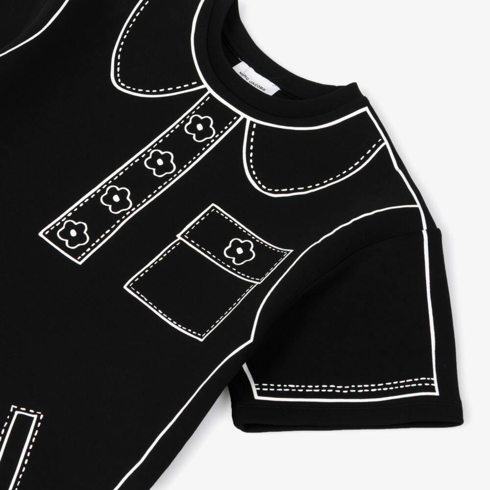 MARC JACOBS-Girls Black Milano Jersey Printed Dress | Childrensalon