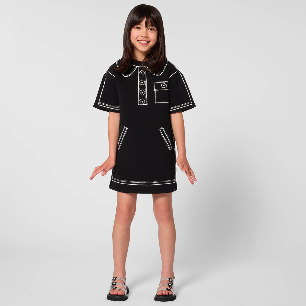 MARC JACOBS-Платье черное из миланского трикотажа для девочек | Childrensalon