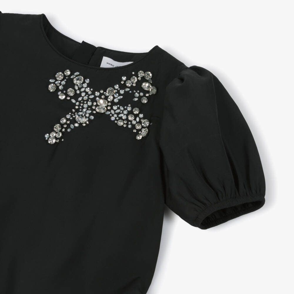 MARC JACOBS-Платье черное с бантом из страз для девочек | Childrensalon