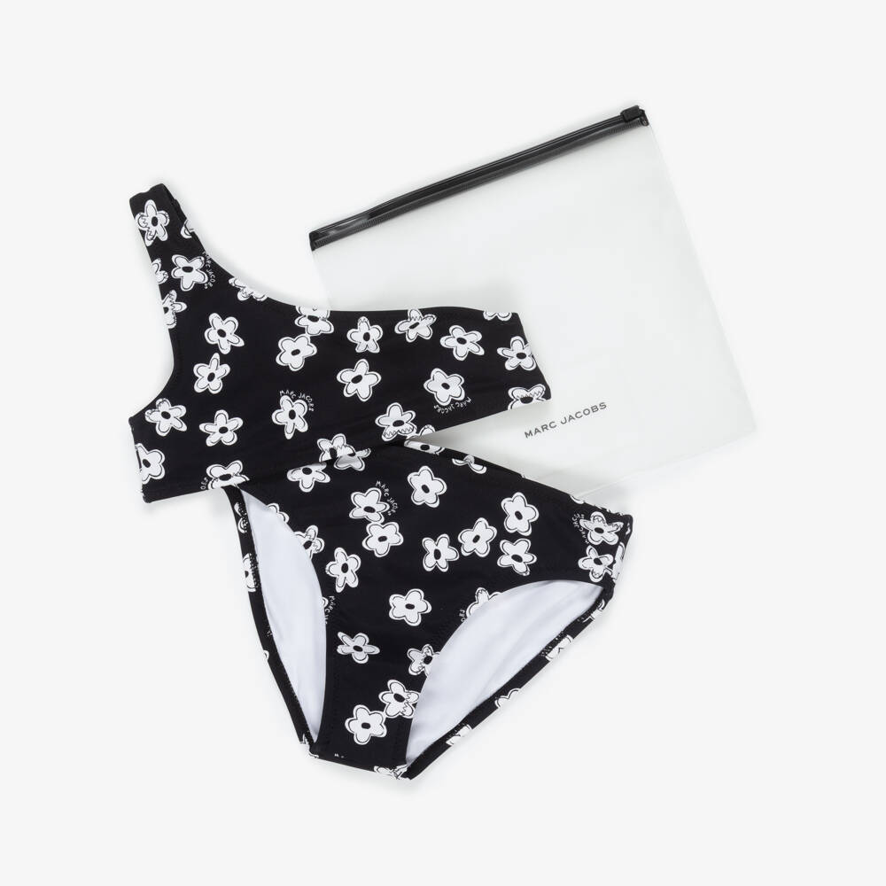 MARC JACOBS-Girls Black & White Daisy Print Bikini | Childrensalon