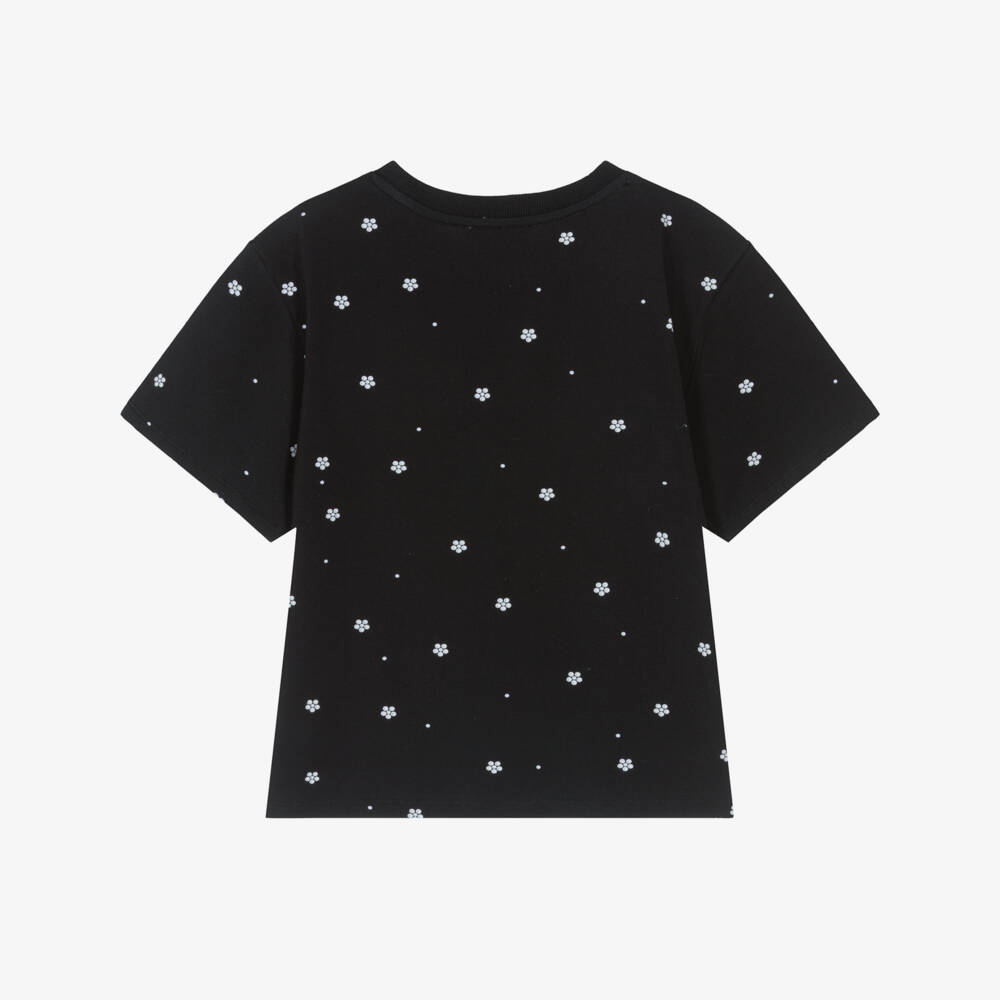 MARC JACOBS-Girls Black & White Daisy Print Cotton T-Shirt | Childrensalon