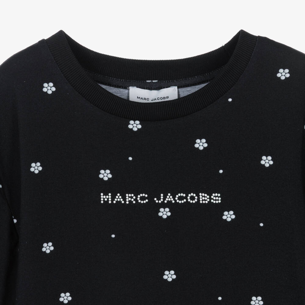 MARC JACOBS-Girls Black & White Daisy Print Cotton T-Shirt | Childrensalon