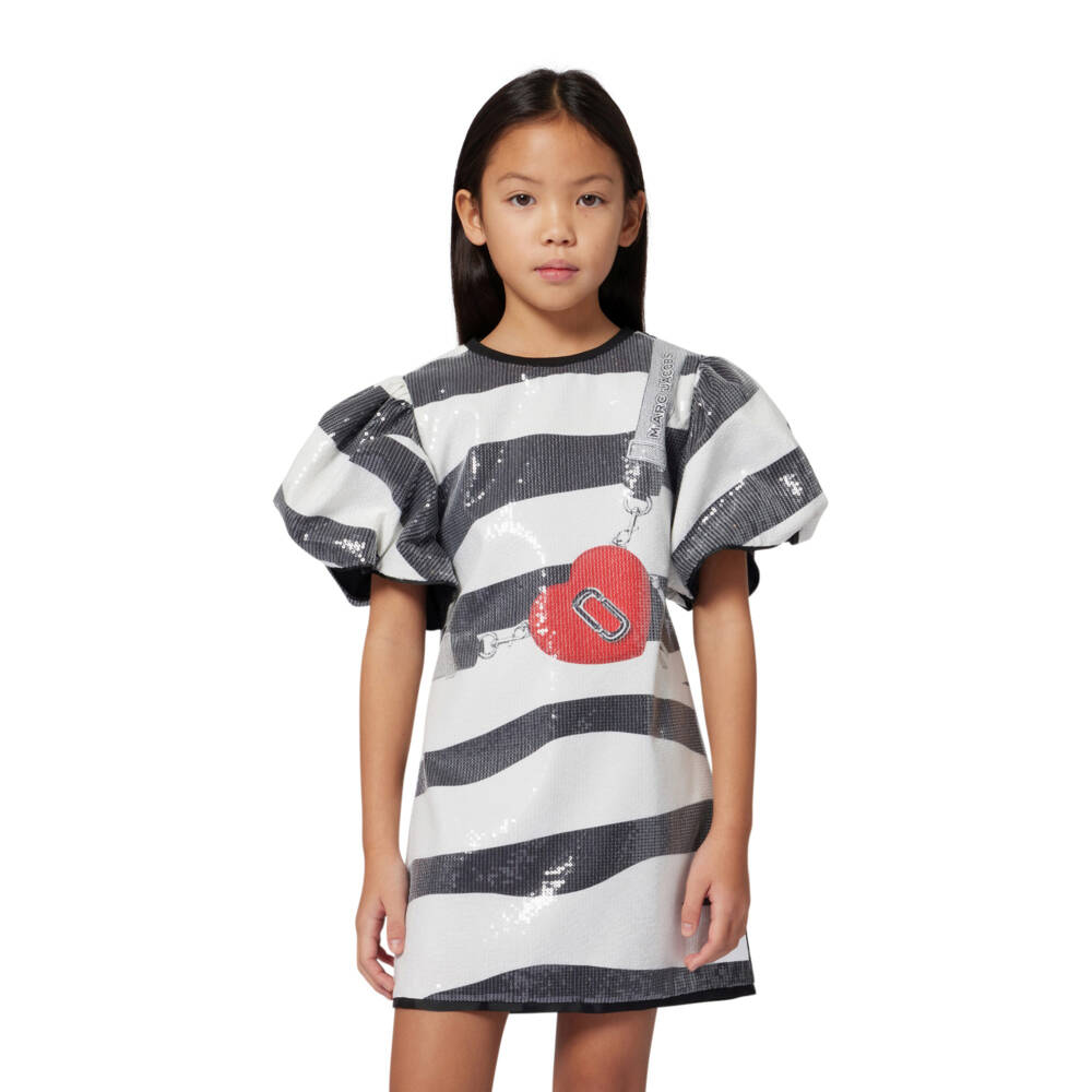 MARC JACOBS-Girls Black & White Zebra Print Sequin Dress | Childrensalon
