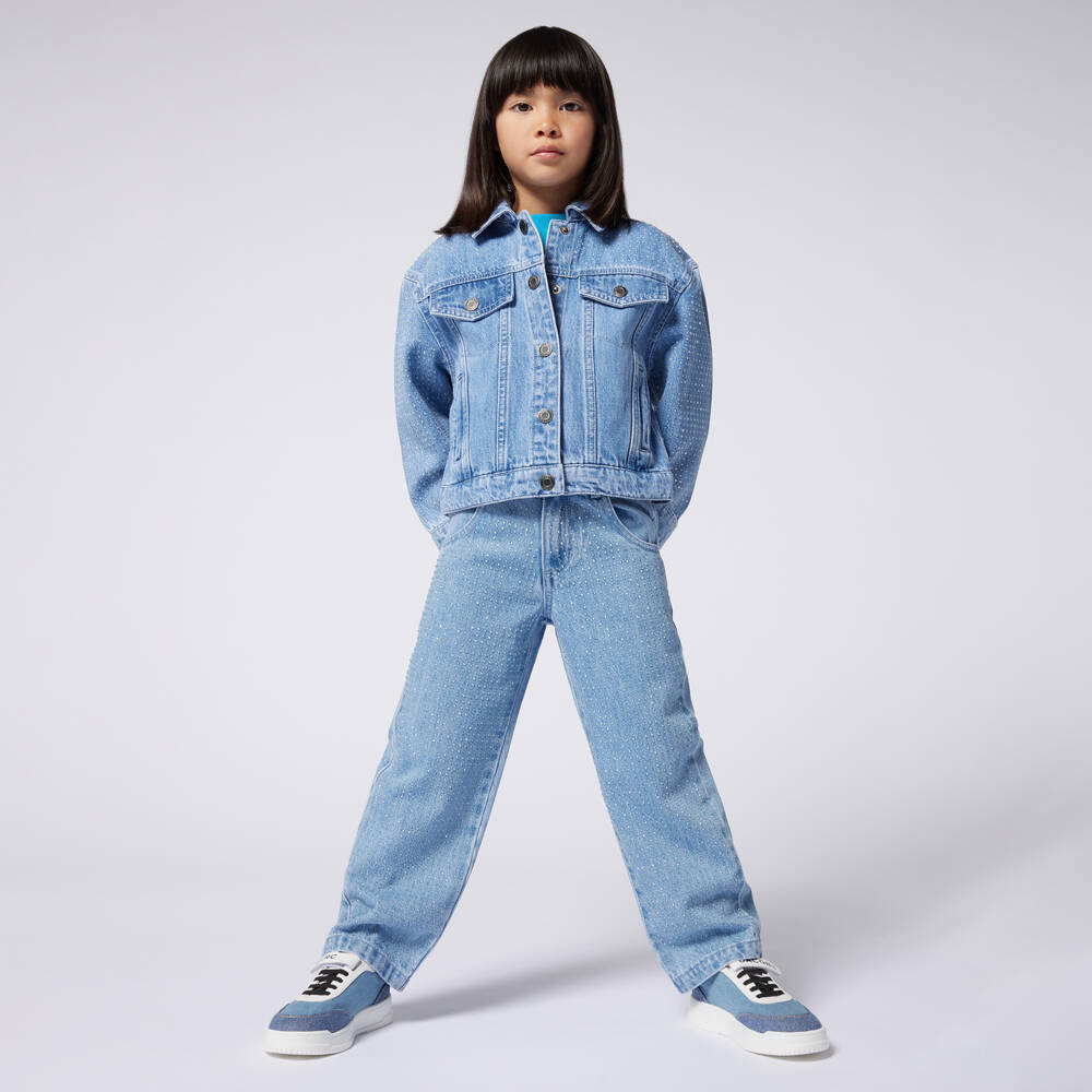 MARC JACOBS-Girls Blue Crystal Denim Jacket | Childrensalon