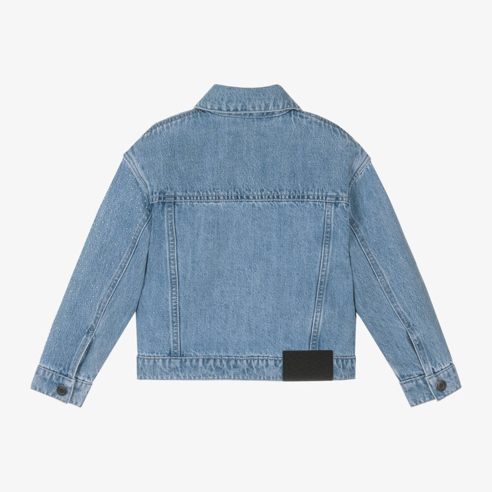 MARC JACOBS-Girls Blue Crystal Denim Jacket | Childrensalon