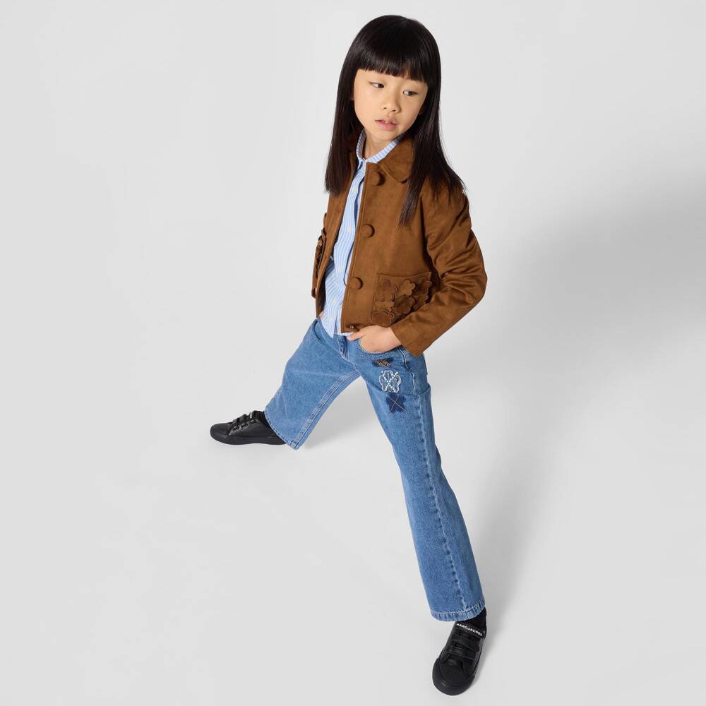 MARC JACOBS-Girls Blue Denim Daisy Patch Jeans | Childrensalon