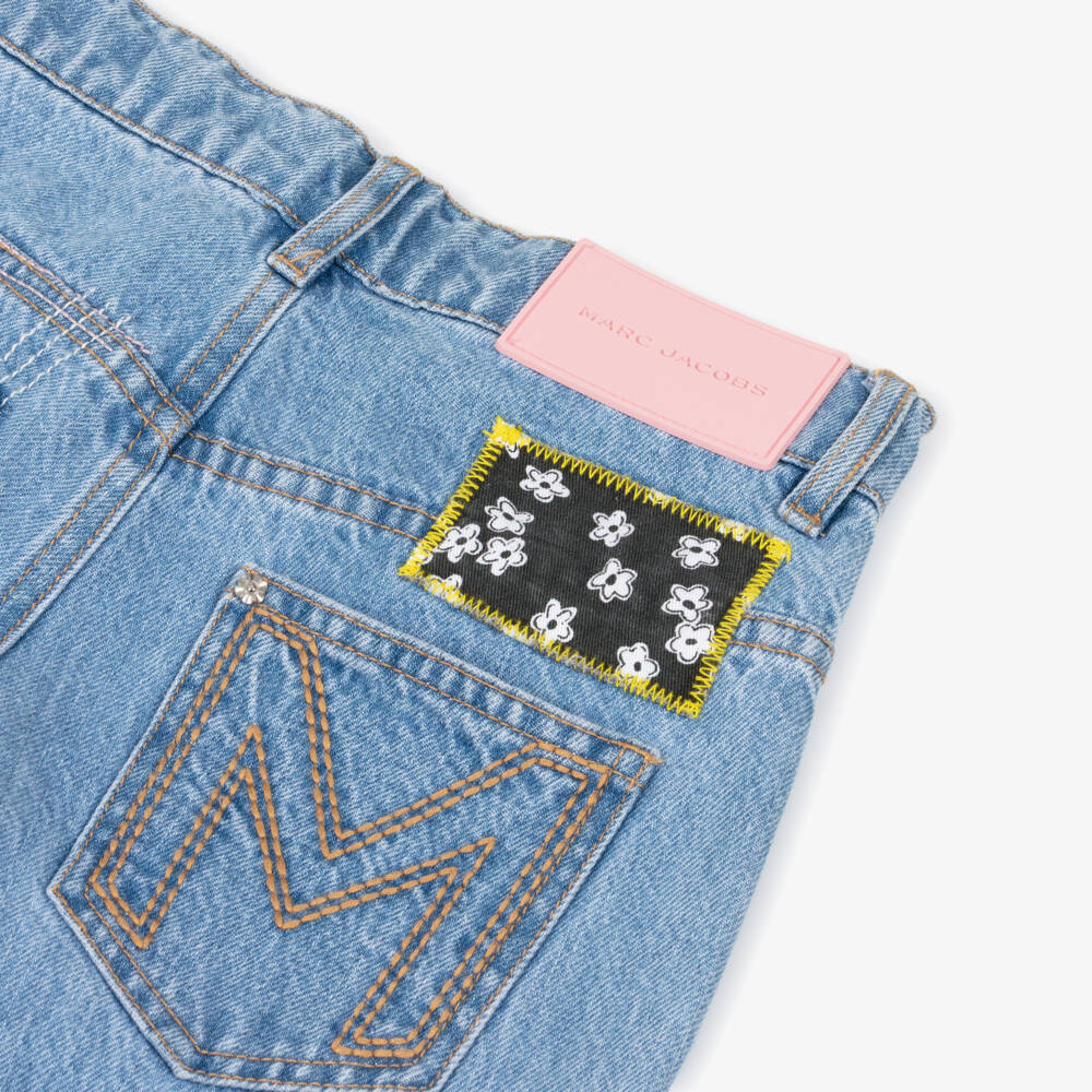MARC JACOBS-Girls Blue Denim Patch Jeans | Childrensalon