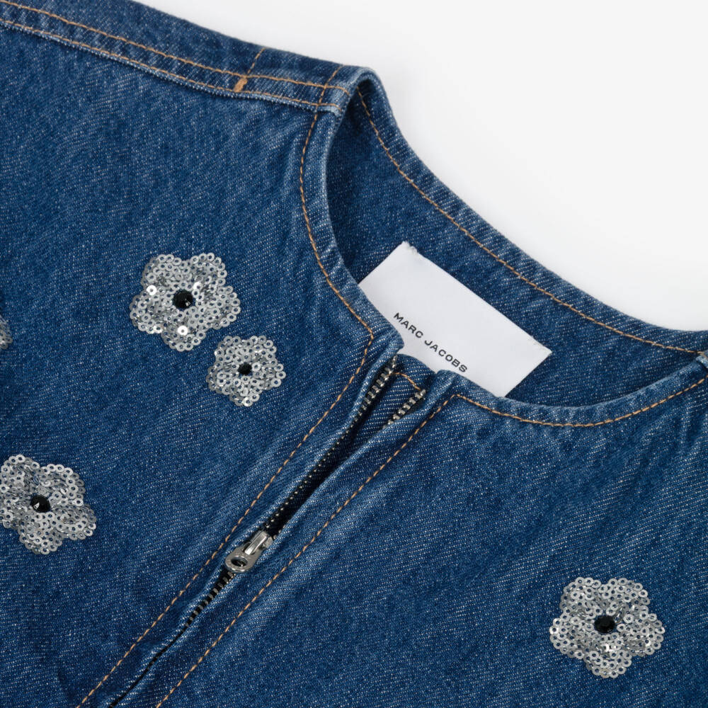 MARC JACOBS-Girls Blue Denim Sequinned Daisy Jacket | Childrensalon