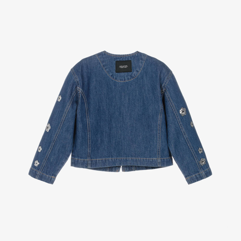 MARC JACOBS-Girls Blue Denim Sequinned Daisy Jacket | Childrensalon