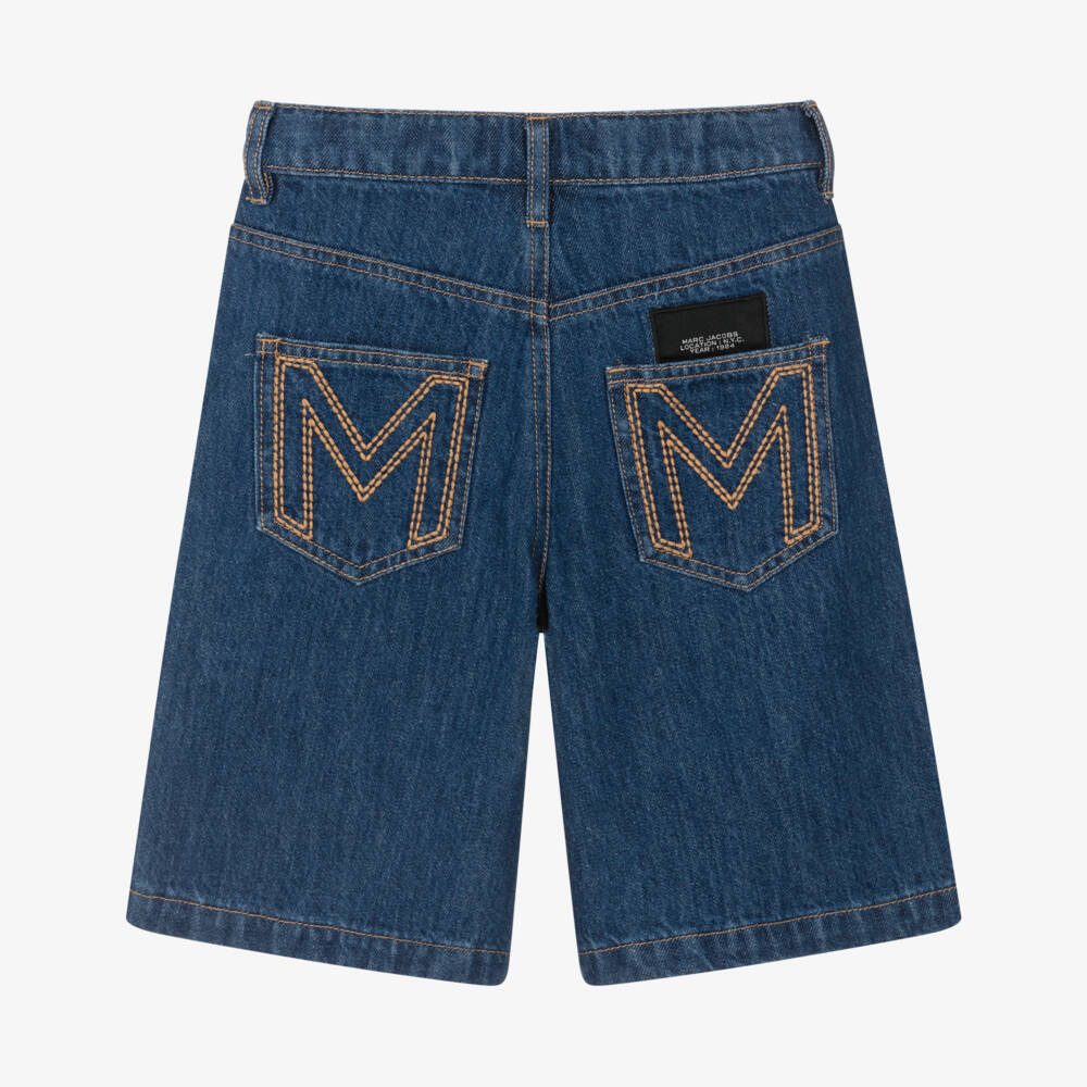 MARC JACOBS-Girls Blue Denim Sequinned Daisy Shorts | Childrensalon