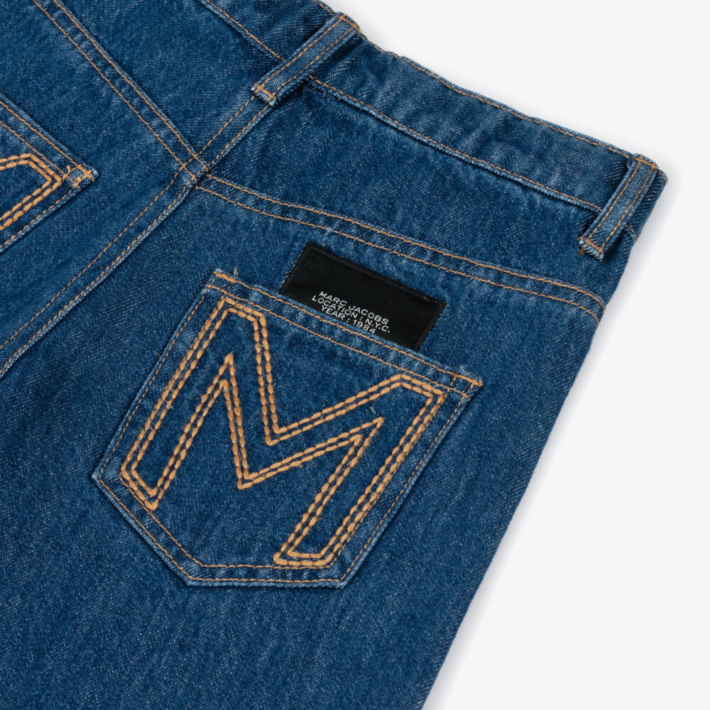 MARC JACOBS-Girls Blue Denim Sequinned Daisy Shorts | Childrensalon