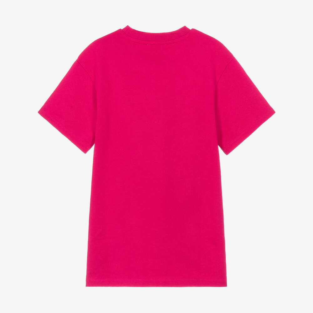 MARC JACOBS-Girls Fuchsia Pink Rhinestone Logo Dress | Childrensalon