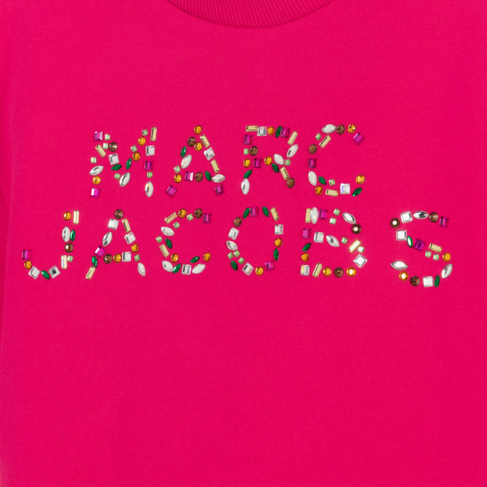 MARC JACOBS-Girls Fuchsia Pink Rhinestone Logo Dress | Childrensalon