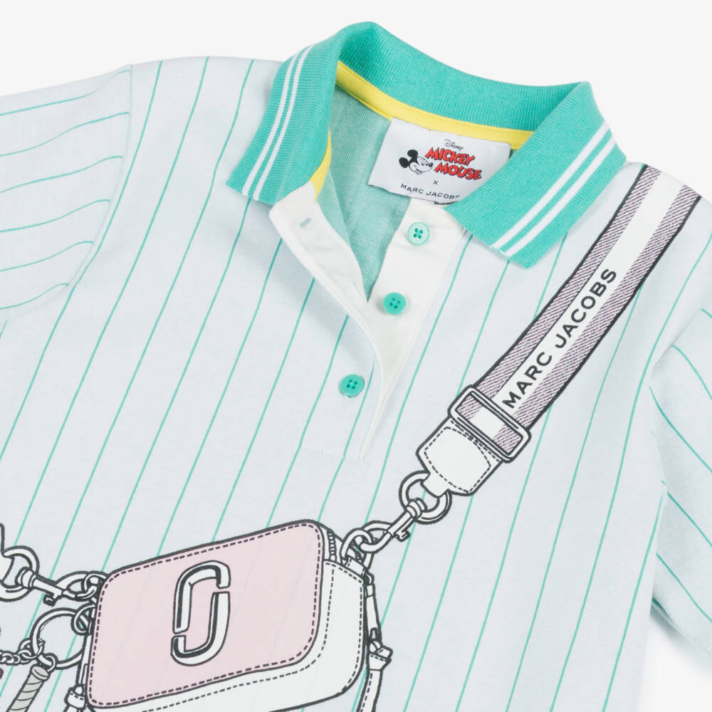 MARC JACOBS-Girls Green Striped Polo Dress with Bag Print | Childrensalon