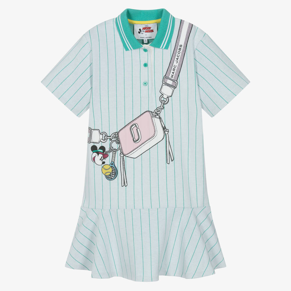MARC JACOBS-Girls Green Striped Polo Dress with Bag Print | Childrensalon