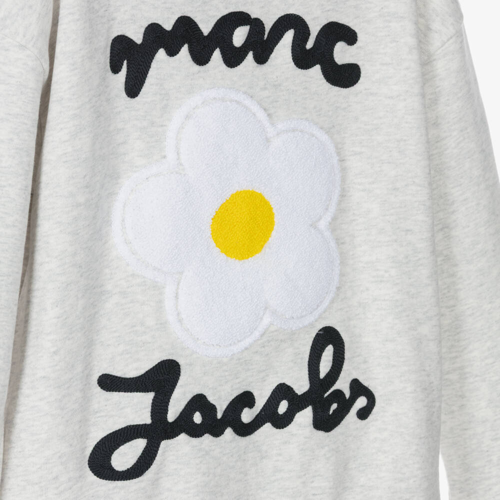 MARC JACOBS-Girls Grey Marl Cotton Daisy Sweatshirt | Childrensalon