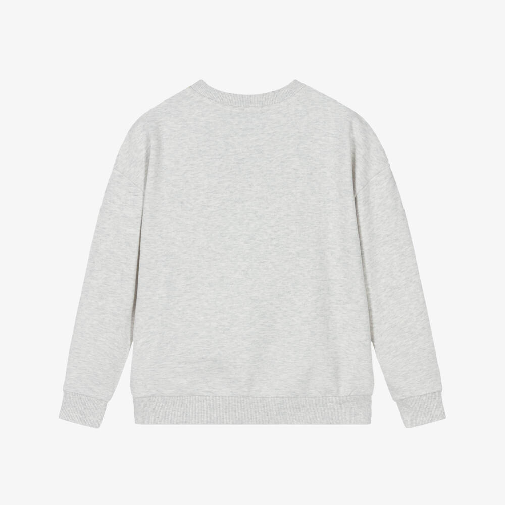 MARC JACOBS-Girls Grey Marl Cotton Daisy Sweatshirt | Childrensalon