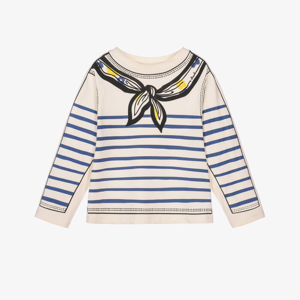 MARC JACOBS-Girls Ivory Cotton Top with Scarf Print | Childrensalon