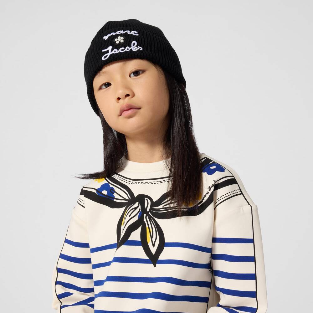 MARC JACOBS-Girls Ivory Cotton Top with Scarf Print | Childrensalon