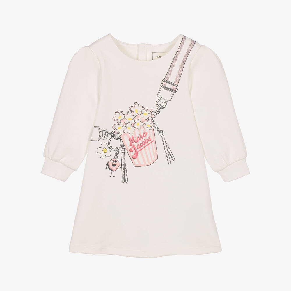 MARC JACOBS-Girls Ivory Dress with a Trompe-l'oeil Print | Childrensalon