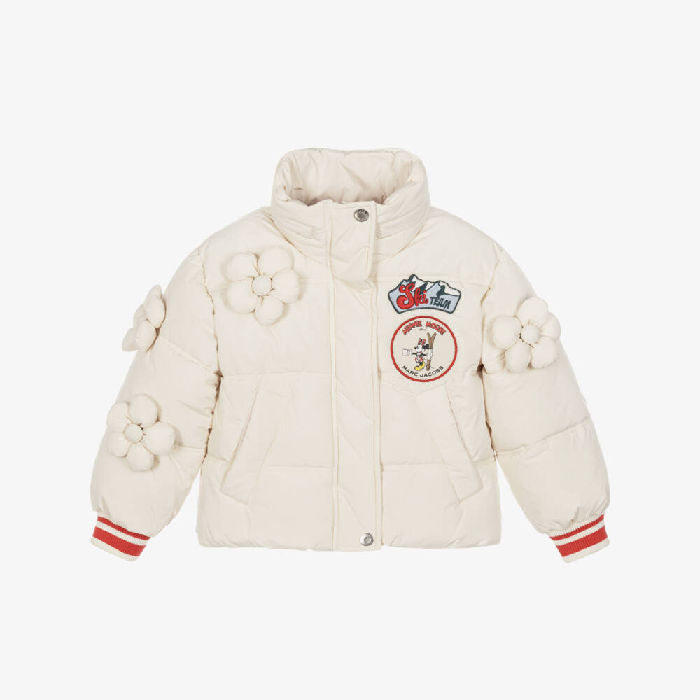 MARC JACOBS-Girls Ivory Minnie Mouse Puffer Jacket  | Childrensalon