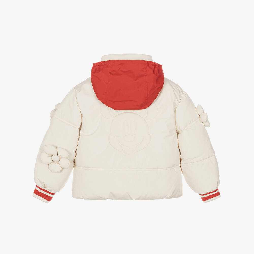 MARC JACOBS-Girls Ivory Minnie Mouse Puffer Jacket | Childrensalon