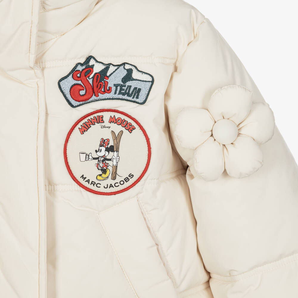 MARC JACOBS-Girls Ivory Minnie Mouse Puffer Jacket | Childrensalon