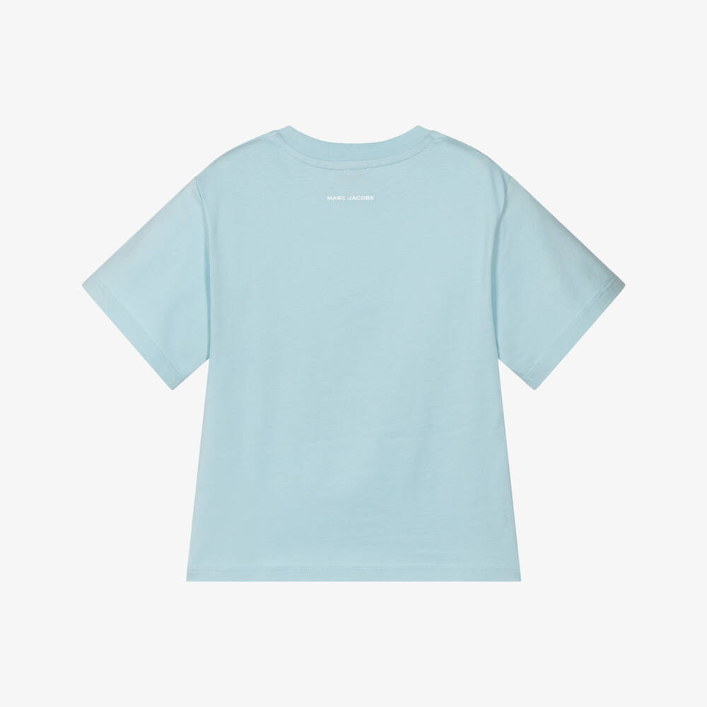 MARC JACOBS-Girls Pale Blue Cotton Daisy T-Shirt | Childrensalon