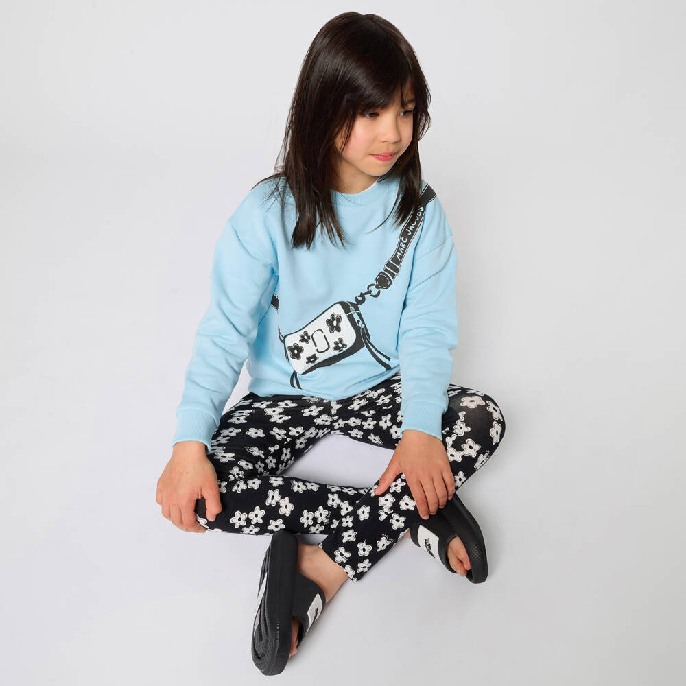 MARC JACOBS-Свитшот из голубого хлопка с принтом сумки Snapshot для девочек | Childrensalon