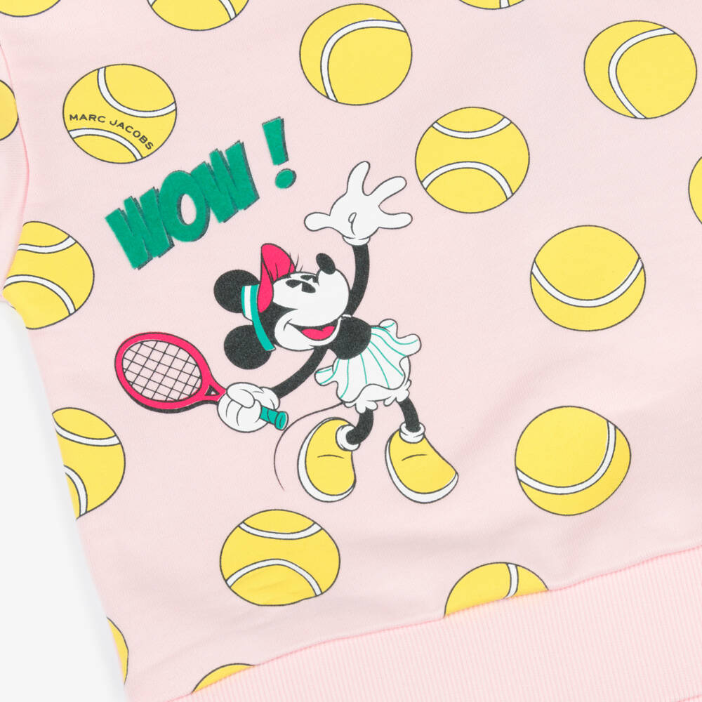 MARC JACOBS-Girls Pale Pink Cotton Mickey Mouse Tennis Sweatshirt | Childrensalon
