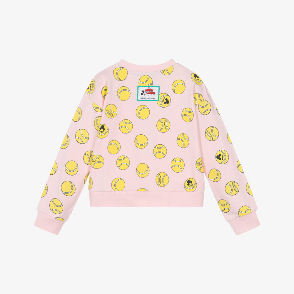 MARC JACOBS-Girls Pale Pink Cotton Mickey Mouse Tennis Sweatshirt | Childrensalon