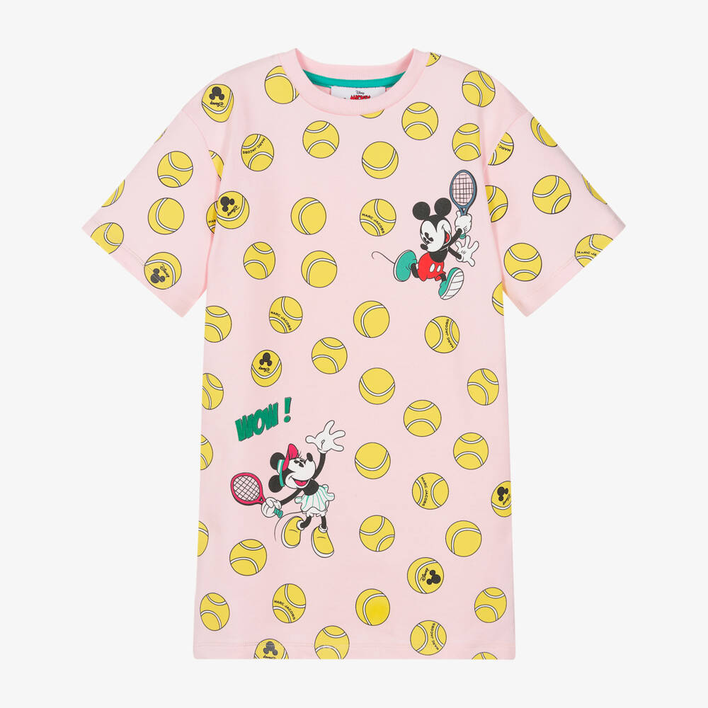 MARC JACOBS-Girls Pale Pink Cotton Mickey Mouse Tennis Sweatshirt Dress | Childrensalon