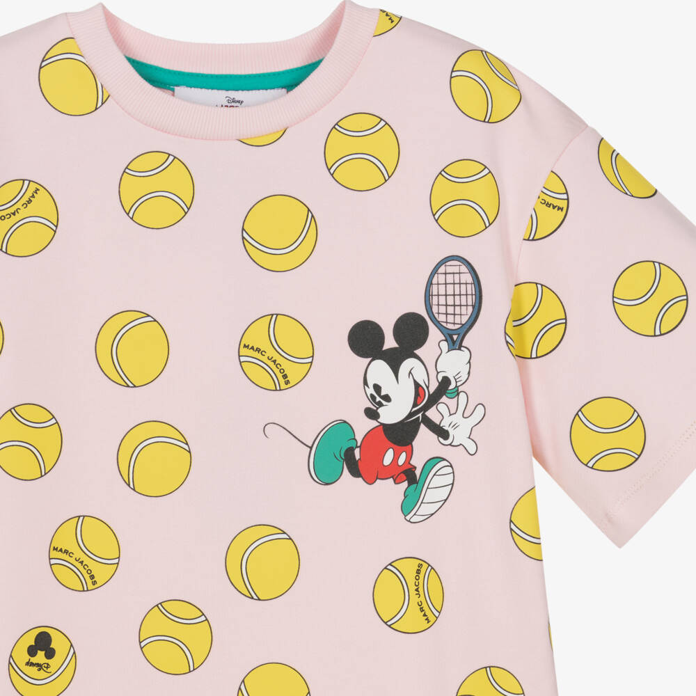 MARC JACOBS-Girls Pale Pink Cotton Mickey Mouse Tennis Sweatshirt Dress | Childrensalon