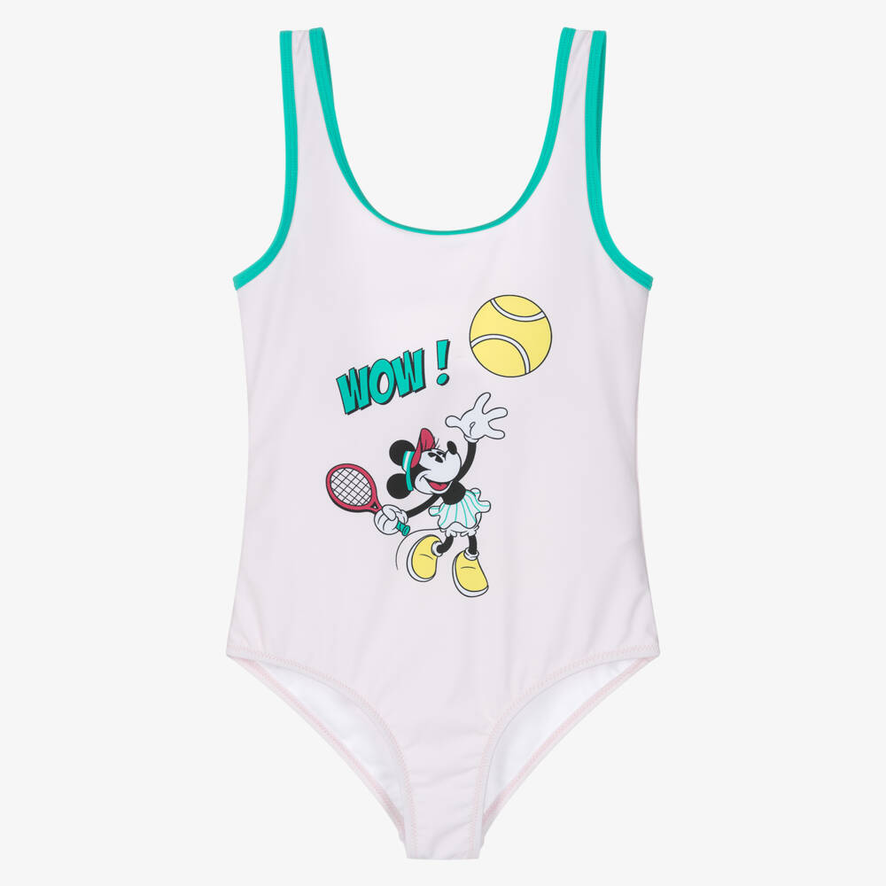 MARC JACOBS-Girls Pale Pink Minnie Mouse Tennis Print Swimsuit | Childrensalon
