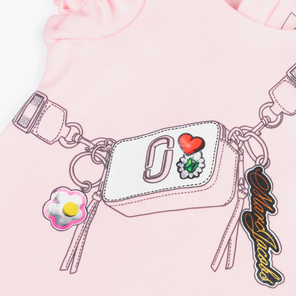 MARC JACOBS-Girls Pale Pink Snapshot Bag Print Cotton Dress | Childrensalon