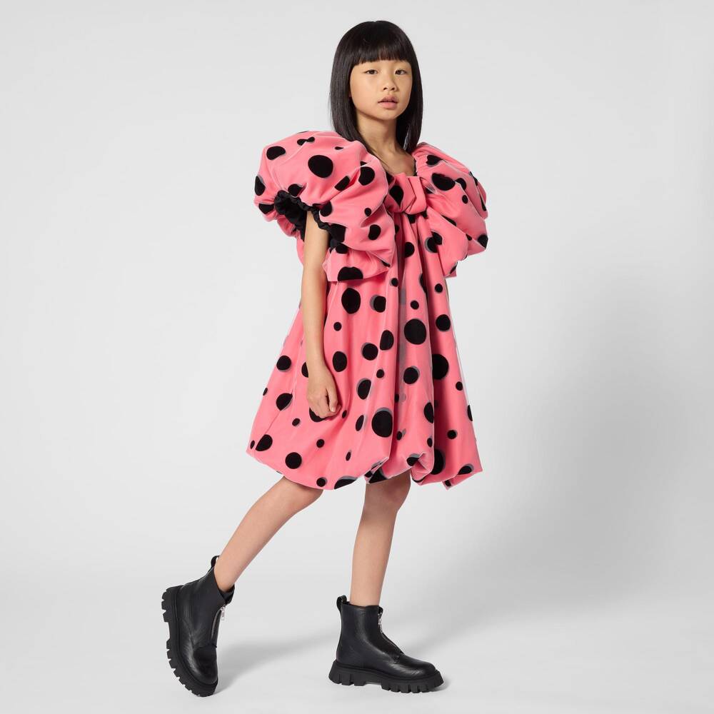 MARC JACOBS-Girls Pink Bow & Polka Dot Bubble Dress | Childrensalon