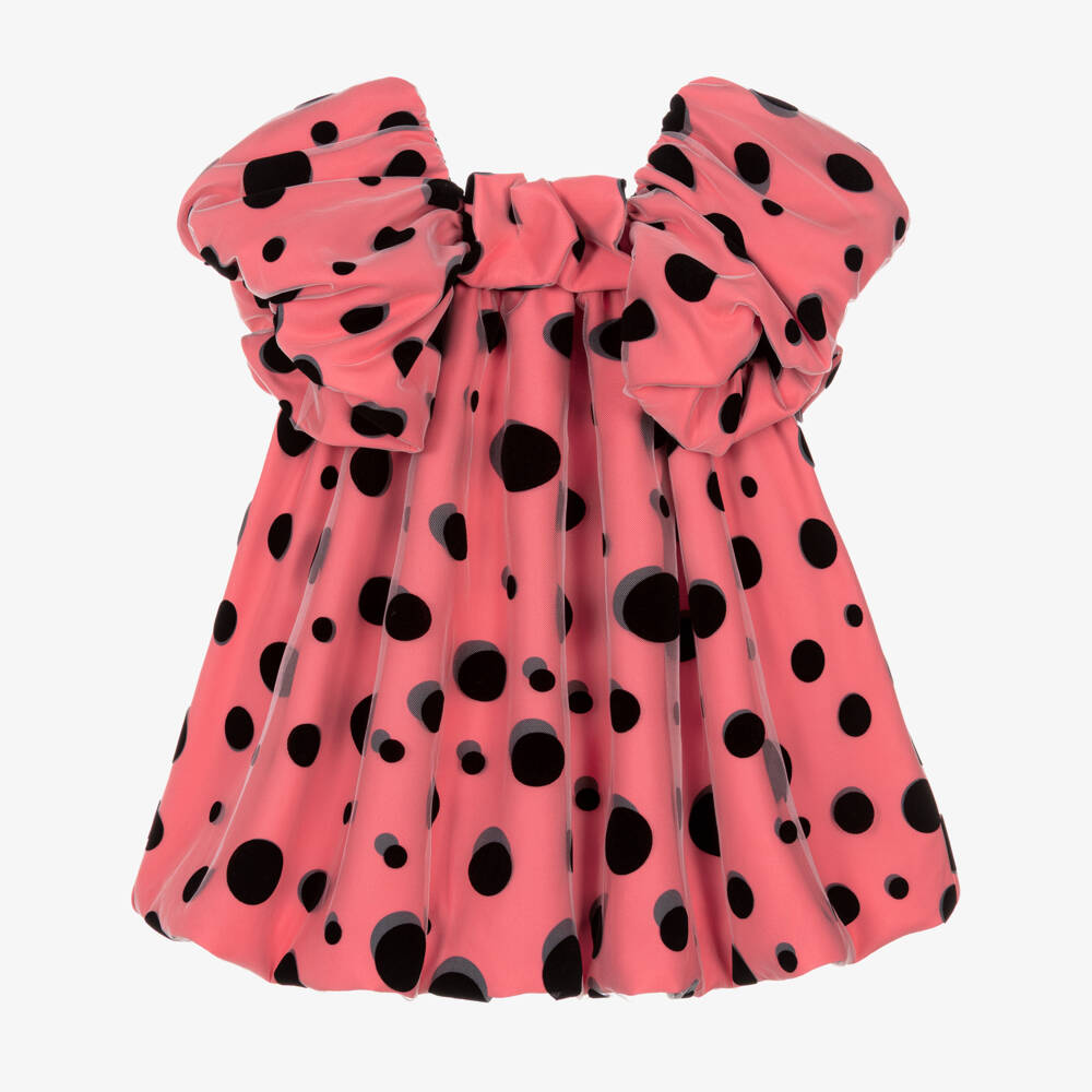 MARC JACOBS-Girls Pink Bow & Polka Dot Bubble Dress | Childrensalon